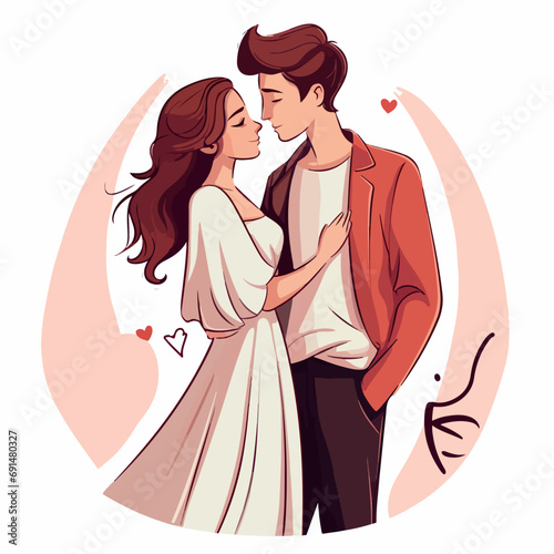vector design of valentine s day card with young couple falling in love. love valentine s day
