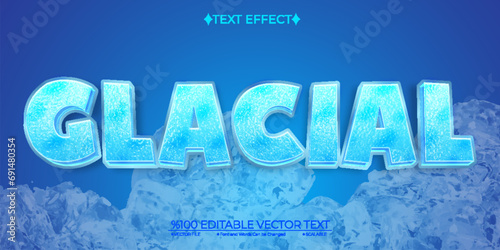 Blue Liquid Glacial Editable Vector 3D Text Effect