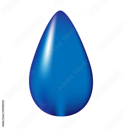 a large drop on a white background with shadows and glare