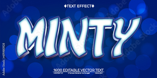 Blue and White Minty Editable Vector 3D Text Effect