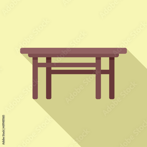 Deck table wooden icon flat vector. Park plan. Home garden patio