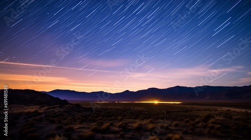Twilight Serenity: Long-Exposure Star Trails and Sunset