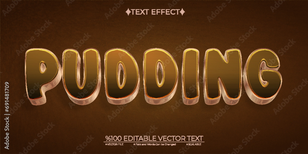 Cartoon Pudding Editable Vector 3D Text Effect - obrazy, fototapety, plakaty 