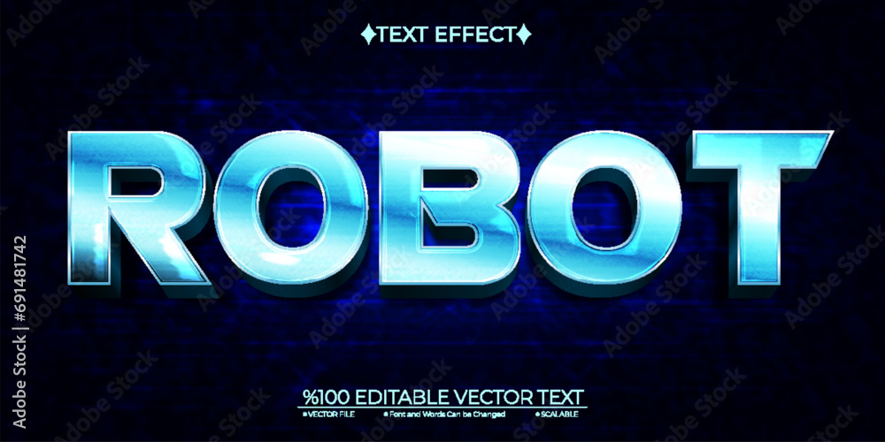 Blue Robot Editable Vector 3D Text Effect