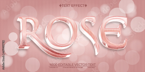 Gold Rose Editable Vector 3D Text Effect