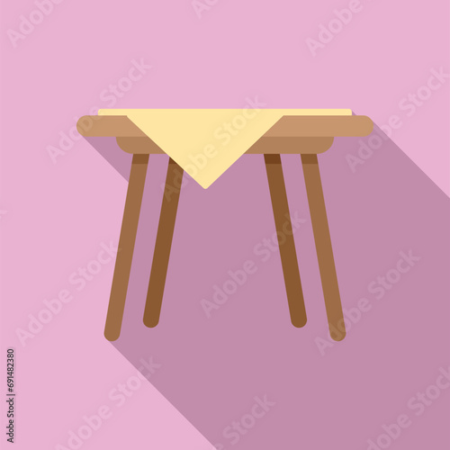 Picnic table icon flat vector. View top home. Chair deck metal