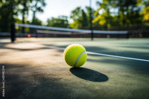 tennis ball on the court close-up © Irina