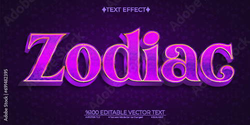 Shine Purple Zodiac Editable Vector 3D Text Effect photo