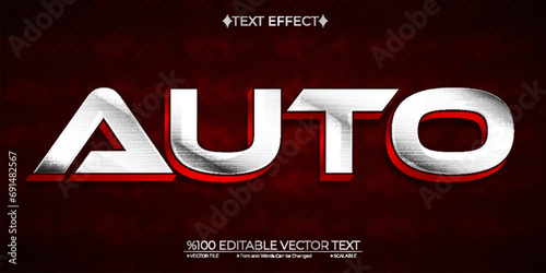 Silver and Red Auto Editable Vector 3D Text Effect