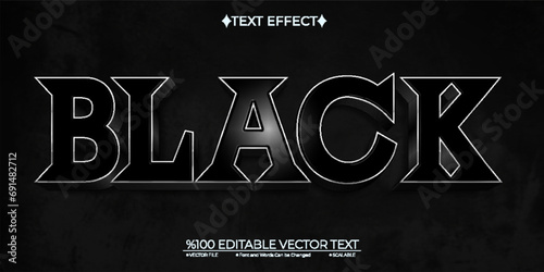 Silver and Dark Black Editable Vector 3D Text Effect