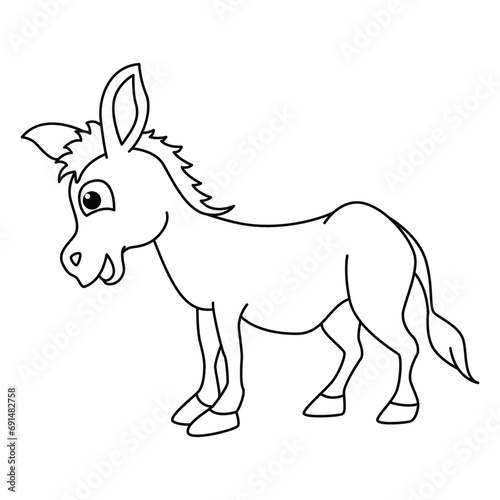 Funny donkey cartoon for coloring book