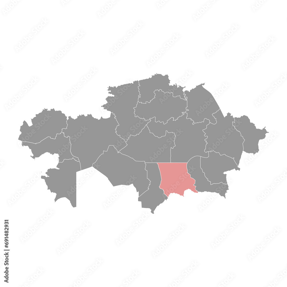 Obraz premium Jambyl region map, administrative division of Kazakhstan. Vector illustration.
