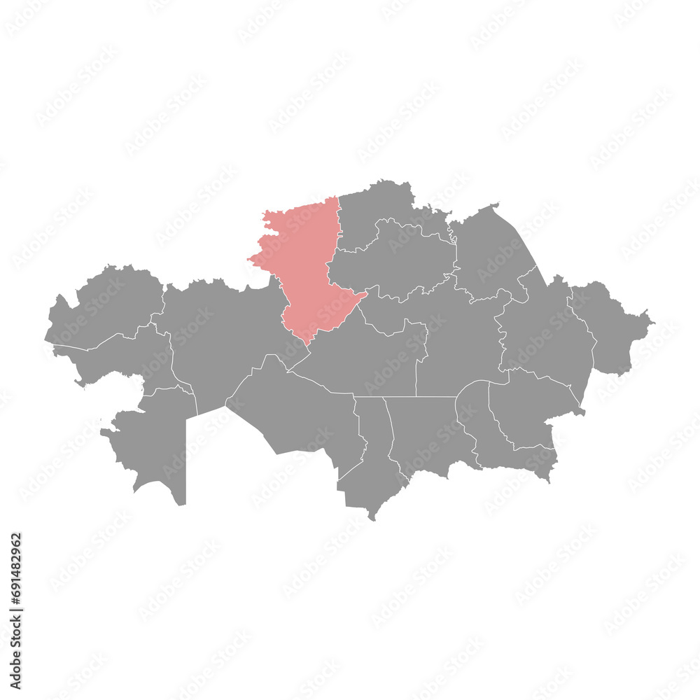 Obraz premium Kostanay region map, administrative division of Kazakhstan. Vector illustration.