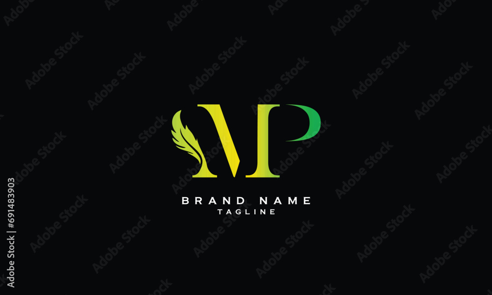 MP, PM, Abstract initial monogram letter alphabet logo design