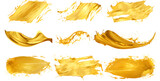 Gold brush stroke pack. Gold splash set isolated on white background