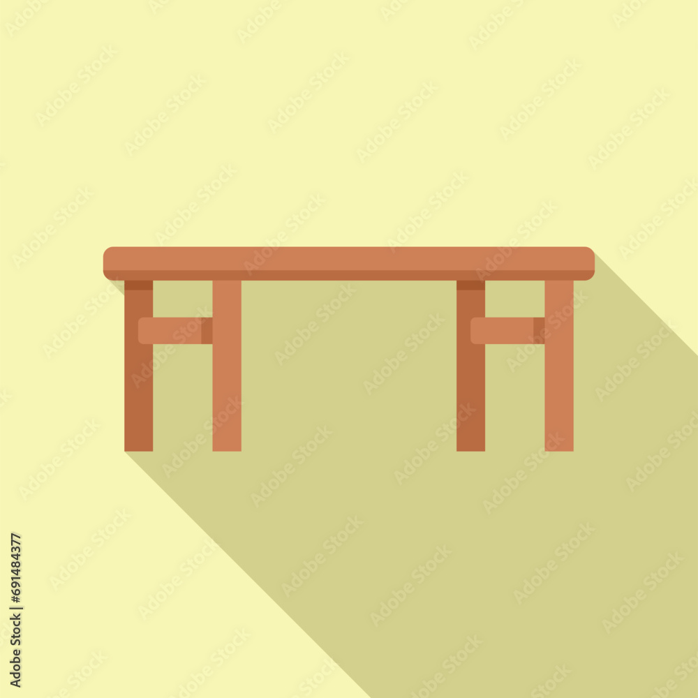 Wooden desk icon flat vector. Home exterior. Summer yard space Wooden desk icon flat vector. Home exterior. Summer yard space