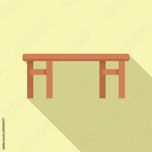 Wooden desk icon flat vector. Home exterior. Summer yard space