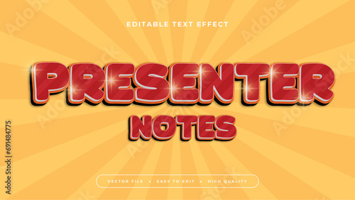 Yellow and red presenter notes 3d editable text effect - font style