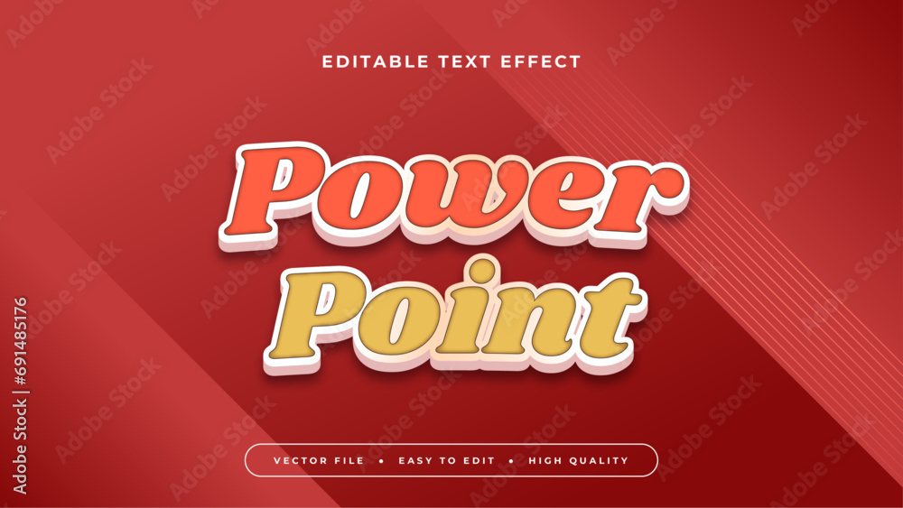 White yellow and red powerpoint 3d editable text effect - font style White yellow and red powerpoint 3d editable text effect - font style