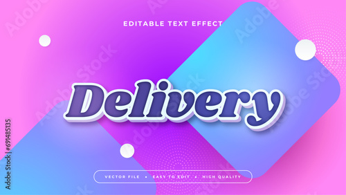 Blue white and purple violet delivery 3d editable text effect - font style