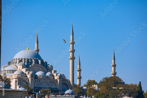 Suleymaniye Mosque view from Eminonu district of Istanbul photo
