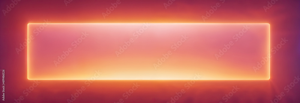 yellow neon rectangle on pink wall