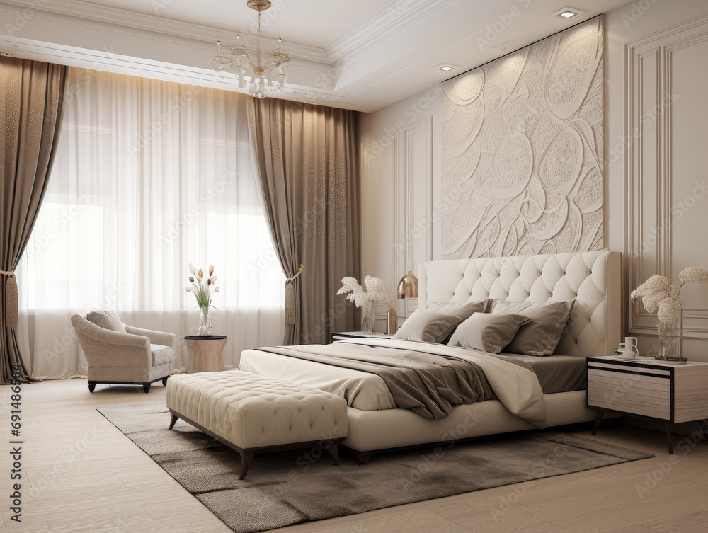 Fototapeta premium Modern hotel room, elegant and detailed 