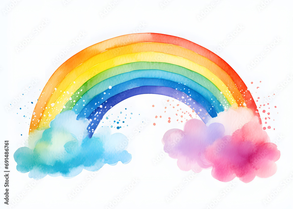Cute watercolor rainbow illustration isolated on white background Stock ...