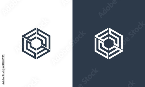 initials s and e hexagon logo design vector photo