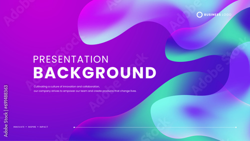Blue green and purple violet vector fluid liquid abstract shape gradient background. Modern graphic design presentation background concept for banner, flyer, card, or brochure cover