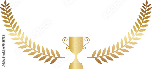 高級感のある月桂冠とトロフィーのフレーム