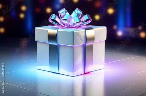 Glowing gift box with bow © Oksana