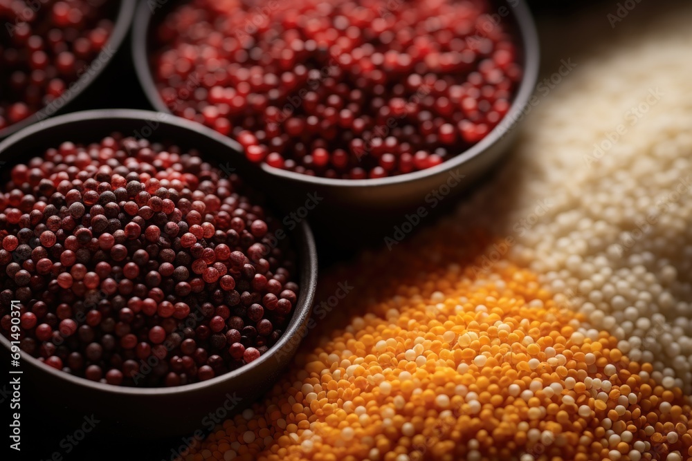 Different varieties of quinoa and cereals Different varieties of quinoa and cereals