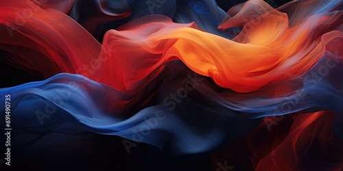 Flowing blue and orange silk , banner background image
