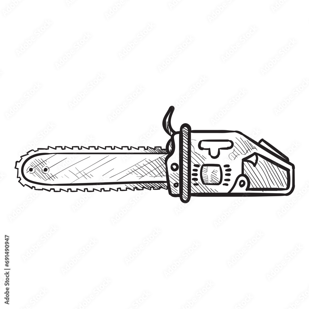 chainsaw handdrawn illustration chainsaw handdrawn illustration