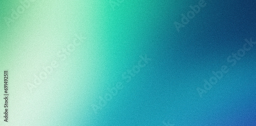 Teal green blue grainy color gradient background glowing noise texture cover header poster design © Enso