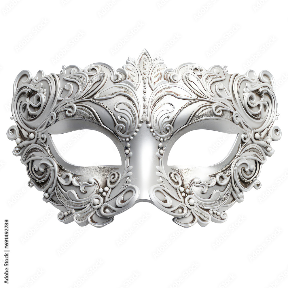 Naklejka premium Venetian Carnival Mask white on transparent background