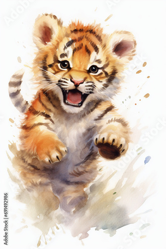 Tiger, Sibirische katze, Water Colour Art on white background, Ratio 2:3 © Daniel