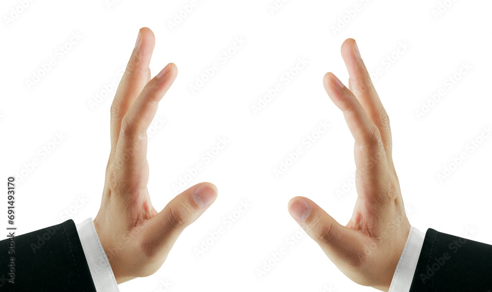 Hand young measuring invisible item