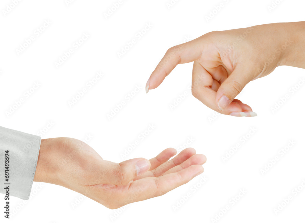 Hand young measuring invisible item Hand young measuring invisible item