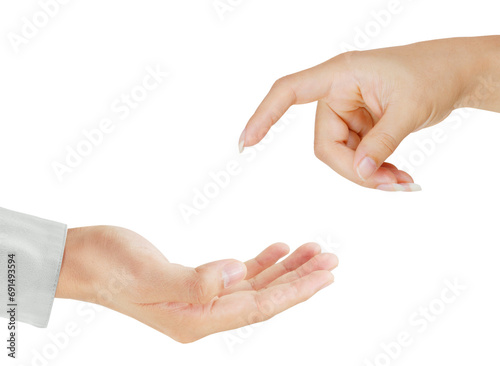 Hand young measuring invisible item
