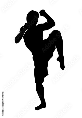 Thai boxing . Self-defense art on white background . martial arts body-vector.silhouette of a person