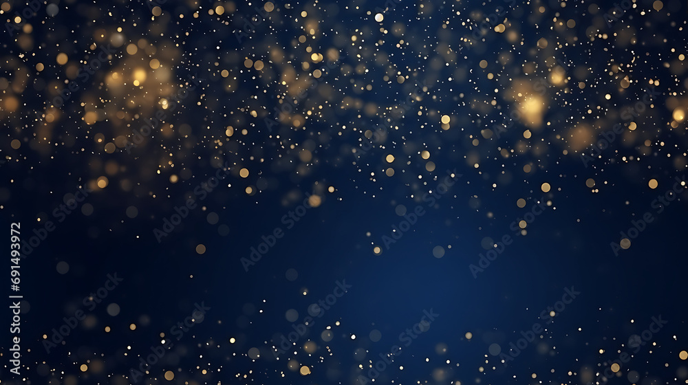 Fototapeta premium Abstract background with Dark blue and gold particle. New year, Christmas background with gold stars and sparkling. Christmas Golden light shine particles - Seamless tile. Endless and repeat print.