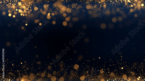 Abstract background with Dark blue and gold particle. New year, Christmas background with gold stars and sparkling. Christmas Golden light shine particles - Seamless tile. Endless and repeat print.