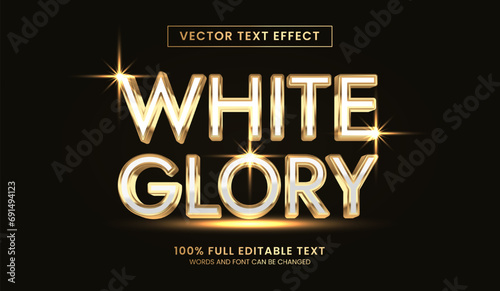 Design editable text effect, white glory gold text vector illustration