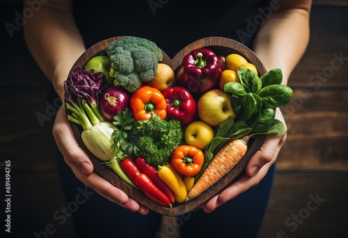 A fresh and colorful assortment of vegetables and fruits on a plain background - ideal for healthy eating and nutrition.