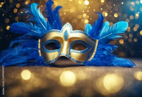  Eleganza in Maschera- Maschera da Carnevale di Lusso con Piume Blu