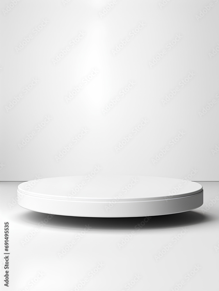 a white podium on a white background for product demonstrations and leaf shadows a white podium on a white background for product demonstrations and leaf shadows