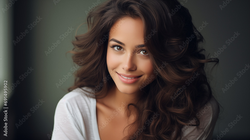 Portrait of attractive young brunette woman natural lifestyle. AI generative Portrait of attractive young brunette woman natural lifestyle. AI generative