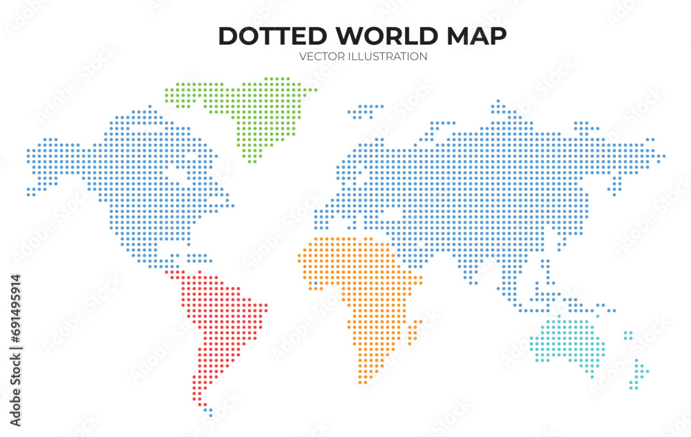 Dotted world map. Vector design illustration. Vector dotted world map.

